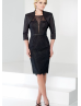 Black Lace Knee Length Mother Dress With Taffeta Jacket